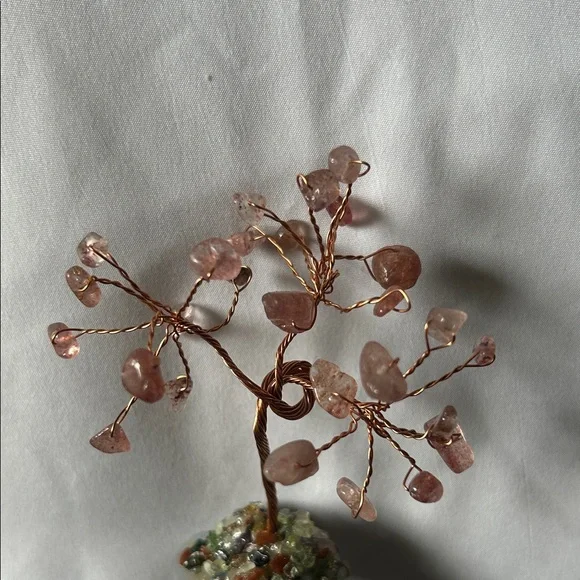 Natural Rose Quartz Copper Wire Wrapped Tree Of Life - Picture 8 of 10